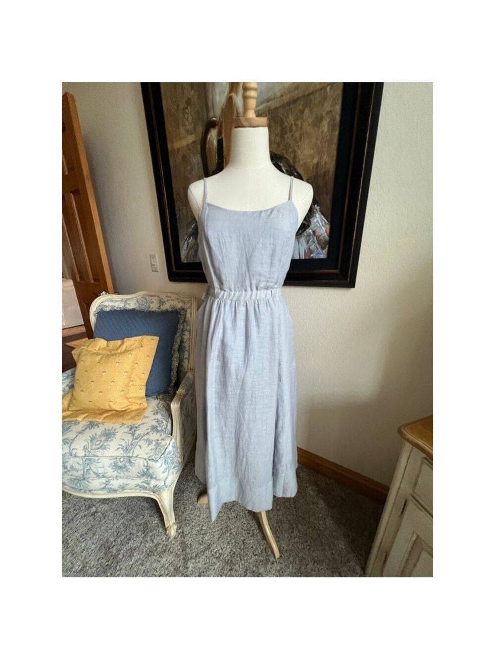 New IRIS & INK Pale Blue Midi Dress Size 10